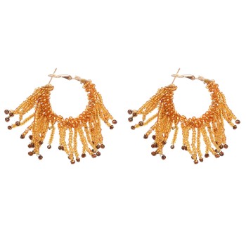 E-6420 Beaded Drop Tassel Earrings For Women Handmade Beaded Hoop Dangle Earring For Party Fashion Jewelry