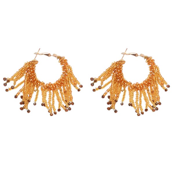 E-6420 Beaded Drop Tassel Earrings For Women Handmade Beaded Hoop Dangle Earring For Party Fashion Jewelry