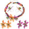 N-7737 R-1567 E-6422 Big Acrylic Flower Necklace Earrings Ring Set European Style Flower Jewelry Set for Women Party