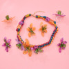 N-7737 R-1567 E-6422 Big Acrylic Flower Necklace Earrings Ring Set European Style Flower Jewelry Set for Women Party