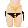 N-7739  Egyptian Golden Crystal Flower Waist Belly Chains Dancing Beach Belt Statement Body Chain India Ethnic Boho  Jewelry
