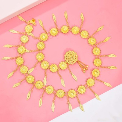 N-7739  Egyptian Golden Crystal Flower Waist Belly Chains Dancing Beach Belt Statement Body Chain India Ethnic Boho  Jewelry