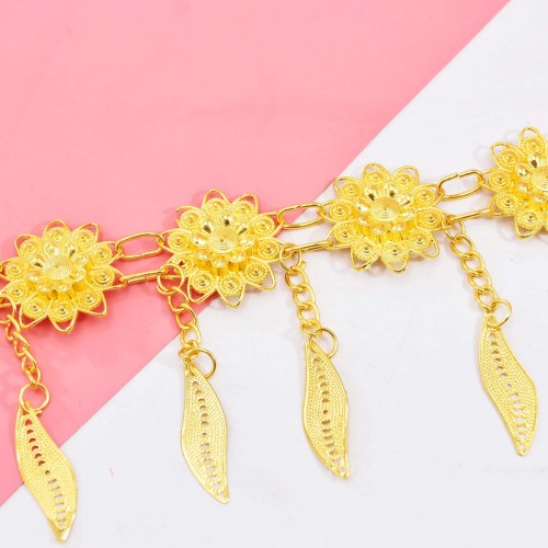 N-7739  Egyptian Golden Crystal Flower Waist Belly Chains Dancing Beach Belt Statement Body Chain India Ethnic Boho  Jewelry
