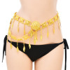N-7740 Square Gold Metal Flower Belt Belly Dance Waist Belt Chains for Women Indian Thailand Party Body Jewelry