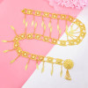 N-7740 Square Gold Metal Flower Belt Belly Dance Waist Belt Chains for Women Indian Thailand Party Body Jewelry