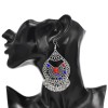 E-6424 Vintage Metal Acrylic Rhinestones Coin Tassel Drop Dangle Earrings for Women Boho Gypsy Party Jewelry
