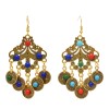 E-6426 Indian Vintage Gold Metal Colorful Acrylic Coin Tassel Drop Earrings for Women Festival Party Jewelry Gift