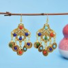 E-6426 Indian Vintage Gold Metal Colorful Acrylic Coin Tassel Drop Earrings for Women Festival Party Jewelry Gift