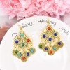 E-6426 Indian Vintage Gold Metal Colorful Acrylic Coin Tassel Drop Earrings for Women Festival Party Jewelry Gift