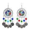 E-6425 Vintage Heavy Metal Acrylic Long Tassel With Coin Colorful Ball Drop Dangle Earrings for Women Boho Gypsy Party Jewelry
