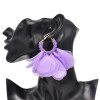 E-6429 Women Big Petal Large Beaded Earrings Big Flowers Hoop Earrings with Chiffon Floral Tassel for Vacation Wedding