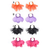 E-6429 Women Big Petal Large Beaded Earrings Big Flowers Hoop Earrings with Chiffon Floral Tassel for Vacation Wedding