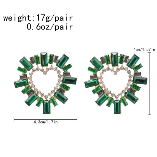 E-6430 4 Colors Fashion Heart Shape Crystal Stud Earrings for Women Bridal Wedding Party Jewelry Gift