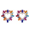 E-6430 4 Colors Fashion Heart Shape Crystal Stud Earrings for Women Bridal Wedding Party Jewelry Gift