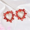 E-6430 4 Colors Fashion Heart Shape Crystal Stud Earrings for Women Bridal Wedding Party Jewelry Gift