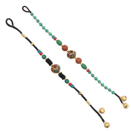 B-1203  Bohemian Bracelet Beaded Turquoise Bell Bracelets For Women Girls