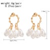E-6432 Elegant Gold Metal Pearls Drop Earrings for Women Bridal Wedding Party Jewelry Gift