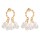 E-6432 Elegant Gold Metal Pearls Drop Earrings for Women Bridal Wedding Party Jewelry Gift