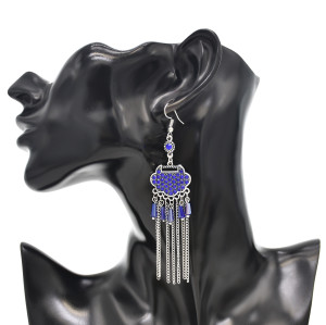 E-6433 vintage Chain tassels Dangle Earrings Lock Shape Rhinestone Earrings