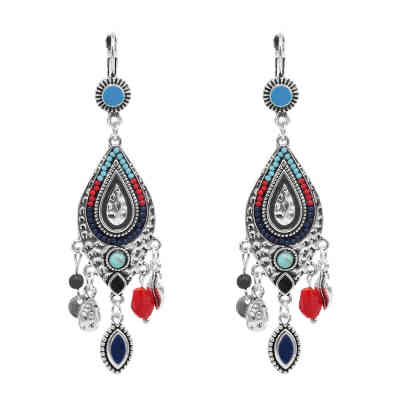 E-6434 Women Fahison Bohemia Trendsetting Earring Exquisite Patten Long Fringe Dangle Earring Jewelry Gift