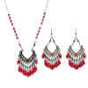 E-6438 Women Girls Fashion Boho Vintage Delicate Pattern Beads Earrings and Forehead Pendants Chains Set  Ethnic Gifts