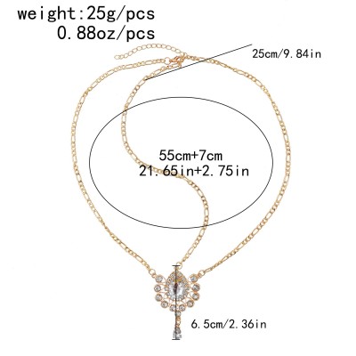 F-0981  Bridal Crystal Water Drop Forehead Head Chains Headbands for Women Wedding Holiday Party Hair Accessories