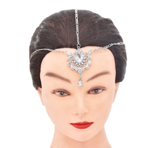 F-0981  Bridal Crystal Water Drop Forehead Head Chains Headbands for Women Wedding Holiday Party Hair Accessories