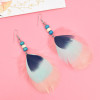 E-6439 Ethnic Feather Drop Dangle Earrings for Women