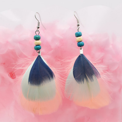 E-6439 Ethnic Feather Drop Dangle Earrings for Women