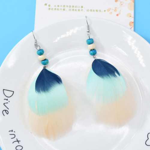 E-6439 Ethnic Feather Drop Dangle Earrings for Women