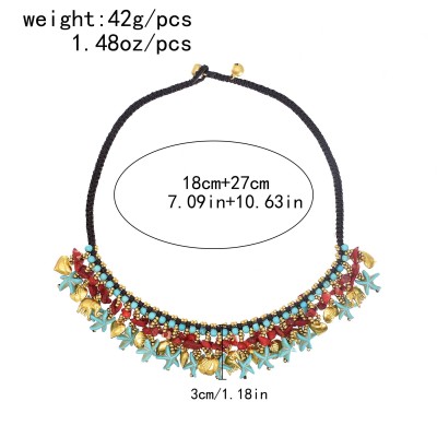 N-7643 Handmade Sea Stars Choker Necklace Bohemian Multi Beach Necklace