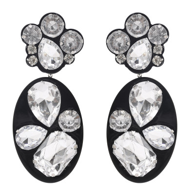 Big Drop Dangle Earrings Acrylic Crystal Geometrical Earrings