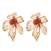 E-6443 Fashion Big Gold Flower Stud Earrings Hollow Out Petals Earrings for Women