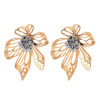 E-6443 Fashion Big Gold Flower Stud Earrings Hollow Out Petals Earrings for Women