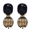 E-6444 Fashion Vintage Black Stone Gold Ball Drop Earrings for Women Boho Holiday Party Jewelry Gift