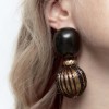 E-6444 Fashion Vintage Black Stone Gold Ball Drop Earrings for Women Boho Holiday Party Jewelry Gift
