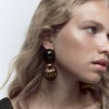 E-6444 Fashion Vintage Black Stone Gold Ball Drop Earrings for Women Boho Holiday Party Jewelry Gift