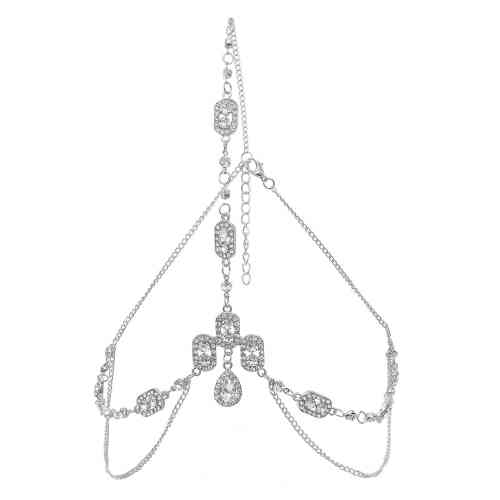 F-0983 Women Fashion Rhinestone Head Chain Layered Headband Tassel Wedding Bride Hair Accessories Jewelry