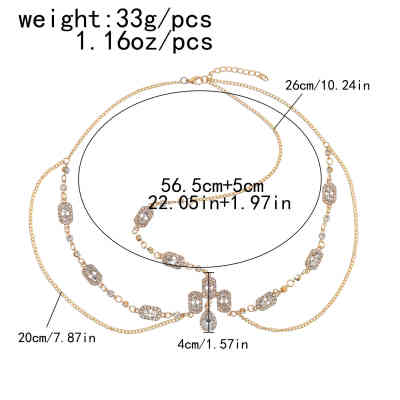 F-0983 Women Fashion Rhinestone Head Chain Layered Headband Tassel Wedding Bride Hair Accessories Jewelry