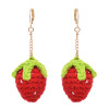 E-6445 Knitted strawberry Dangle Earrings Red Fruit Sweet Earrings