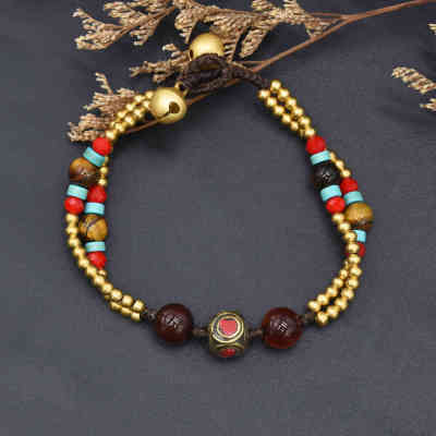 B-1205 Ethnic Bohemian Turquoises Acrylic Beads Rope Woven Bracelets for Women Handmade Party Jewelry Gift