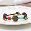 B-1205 Ethnic Bohemian Turquoises Acrylic Beads Rope Woven Bracelets for Women Handmade Party Jewelry Gift