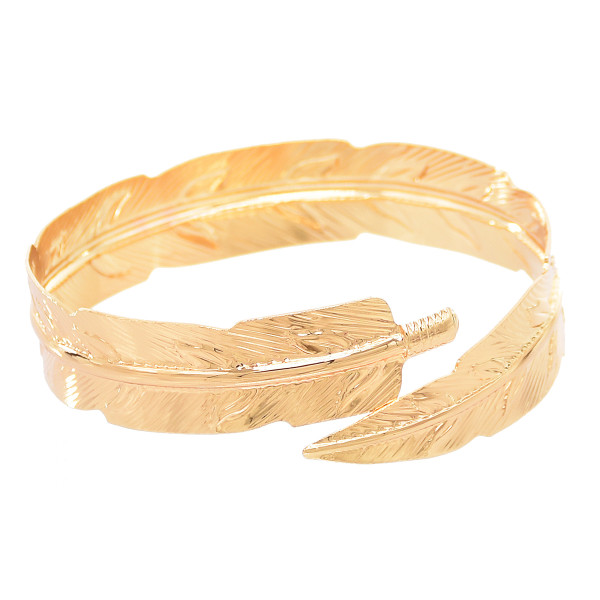 B-1208 Feather Shape ArmBand Cuff Bracelet Bangle For Women  Gold Silver Plated  Adjustable Bangle