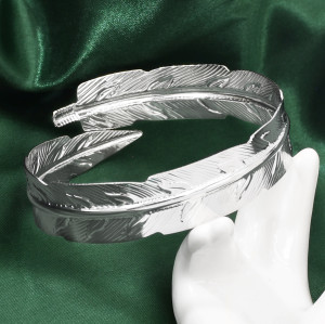 B-1208 Feather Shape ArmBand Cuff Bracelet Bangle For Women  Gold Silver Plated  Adjustable Bangle