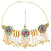 F-0988 Chinese Tibetan Style Vintage Gold Metal Acrylic Coin Tassel Head Chains Headdress Women Boho Dance Party Hair Accessories