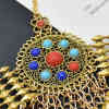 F-0989 Women Boho Fashion Vintage Gold Silver Acrylic Coin Tassel Head Chains Headdress  Dance Party Hair Accessories
