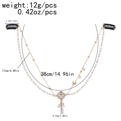 F-0991 Luxury Pearls Crystal Forehead Headbands Headdress Bridal Wedding Hair Accessories Party Jewelry