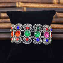 B-1210 Vintage Bohemian Gypsy Silver Coin Pendant Bracelet Diamond Bracelet For Women Party Punk Jewelry