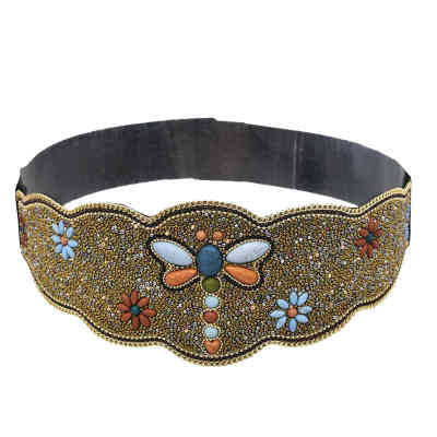 N-7749 3 Colors  Handmade Bohemian Waist Belt Colorsful Beads Dragonfly Elastic Statement Belly  Body Chain Dress Belt  Ethnic Jewelry