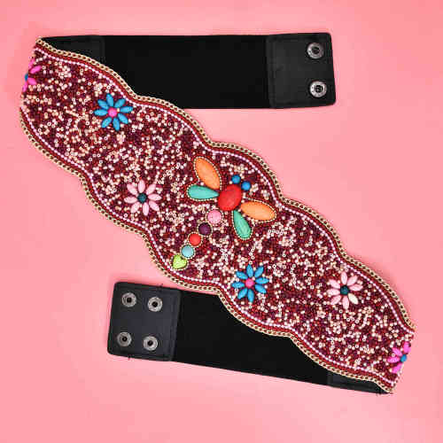 N-7749 3 Colors  Handmade Bohemian Waist Belt Colorsful Beads Dragonfly Elastic Statement Belly  Body Chain Dress Belt  Ethnic Jewelry